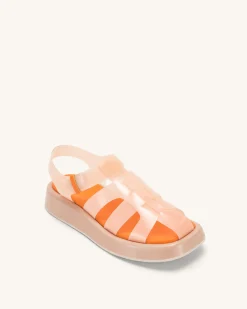 Piper Platform Sandal - Beige & Orange