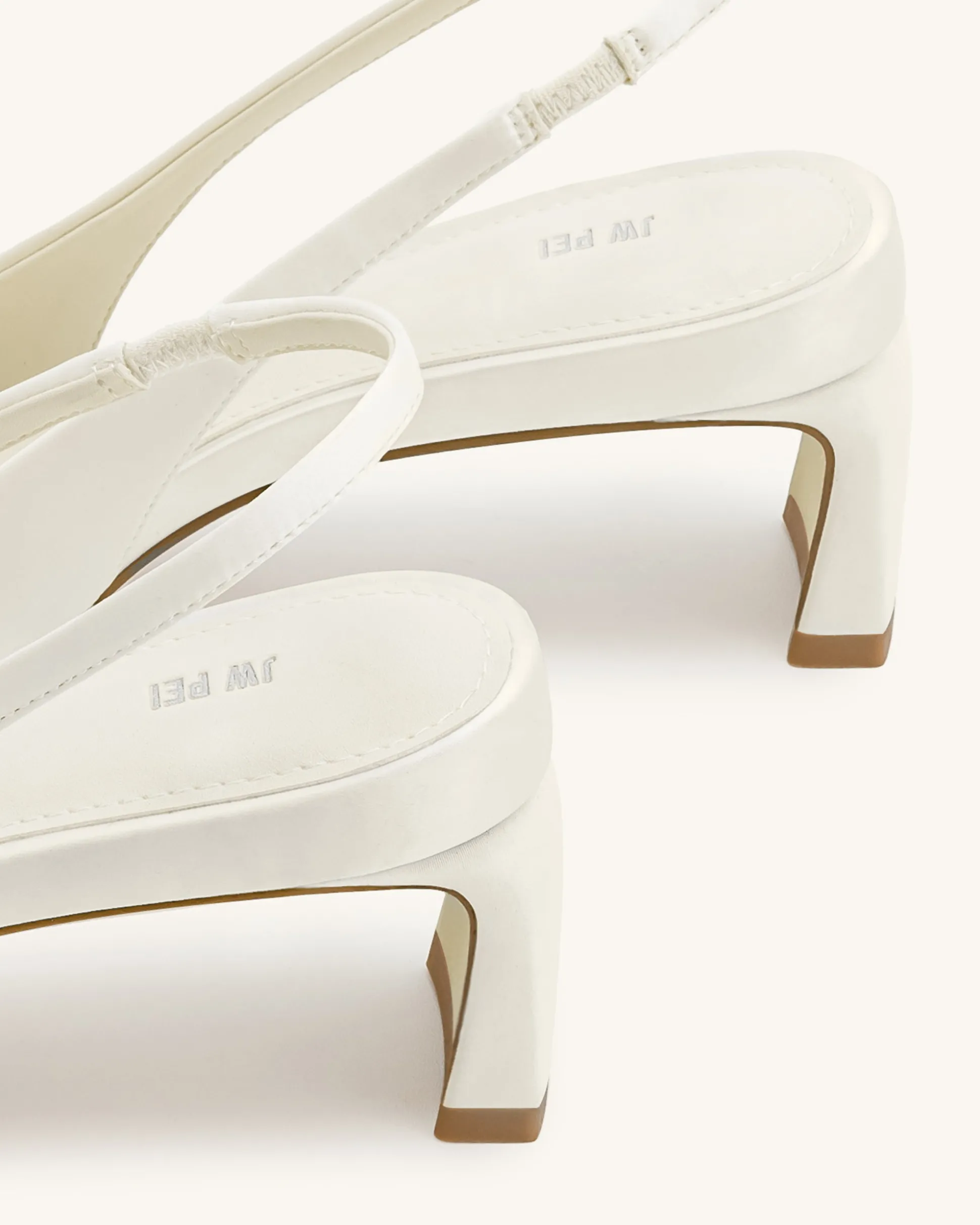 Queena Floral Appliques Slingback Pumps - Ivory White