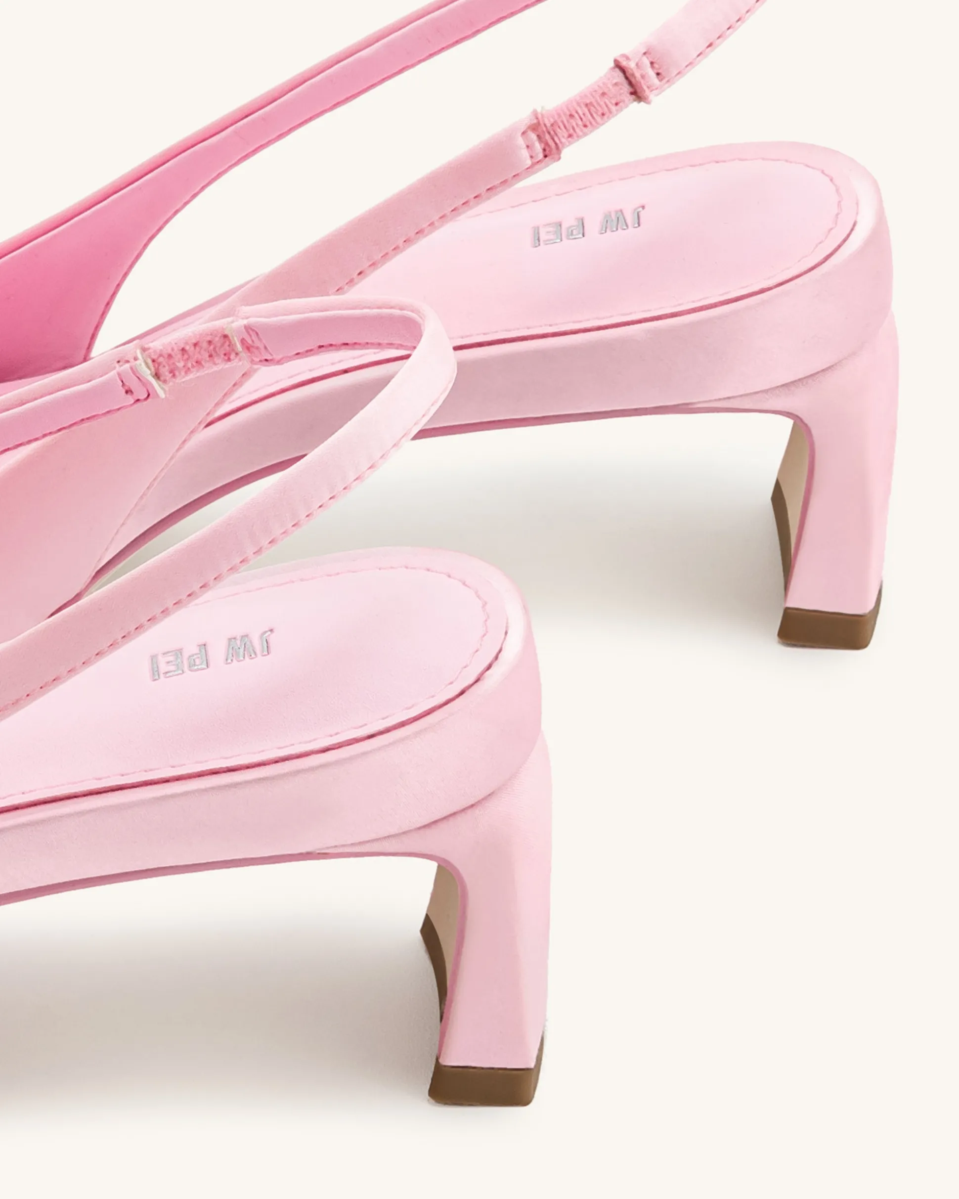 Queena Floral Appliques Slingback Pumps - Pink