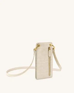 Quinn Phone Bag - Ivory Croc