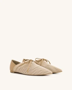 Reilly Fishnet Ballerina Flats - Apricot