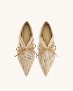Reilly Fishnet Ballerina Flats - Apricot