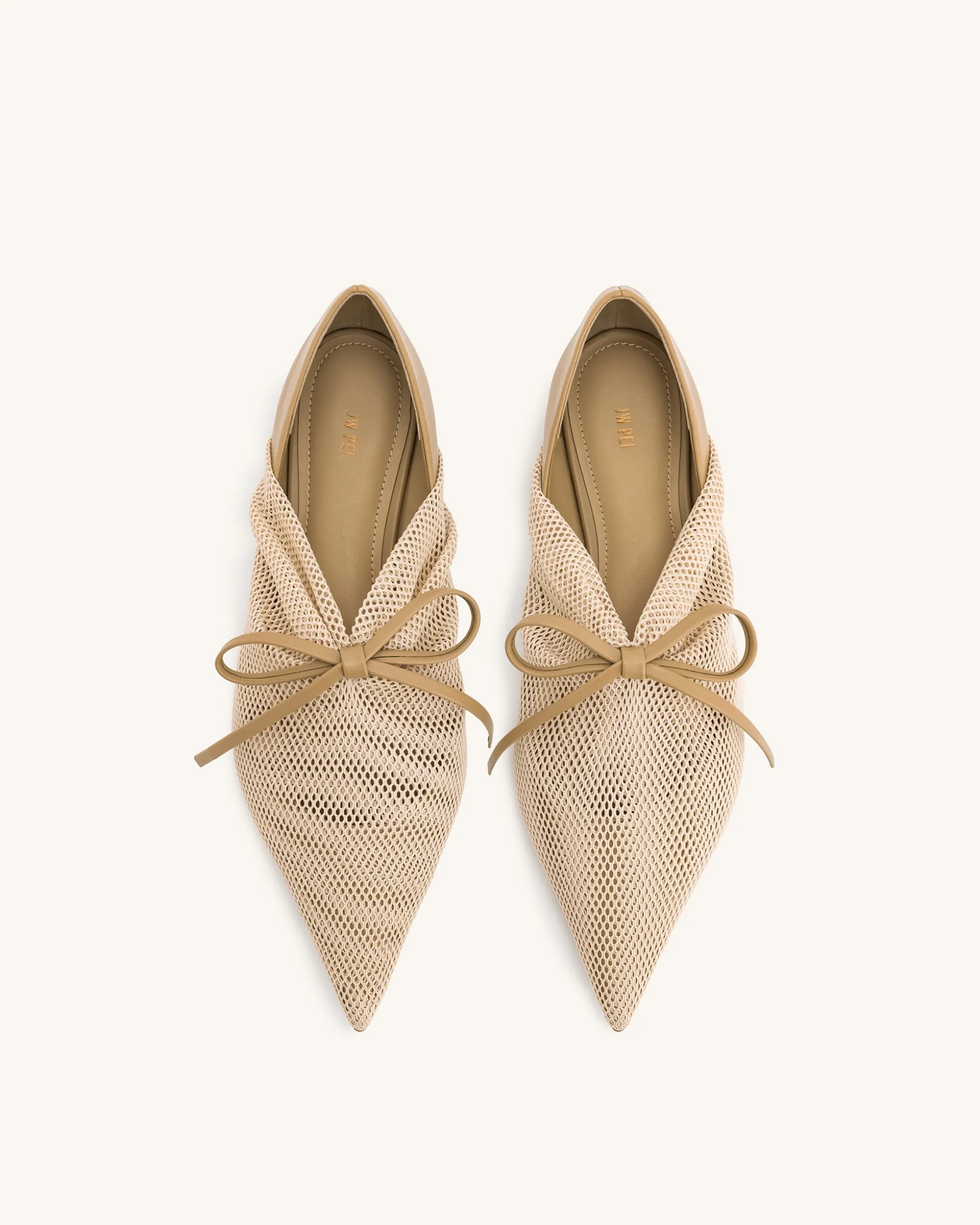 Reilly Fishnet Ballerina Flats - Apricot