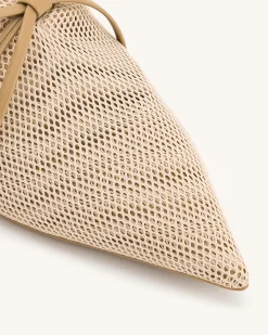 Reilly Fishnet Ballerina Flats - Apricot