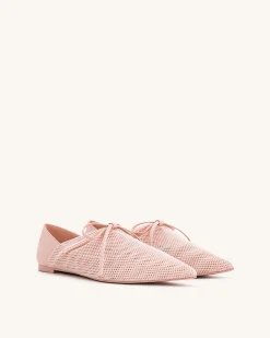 Reilly Fishnet Ballerina Flats - Pink Beige