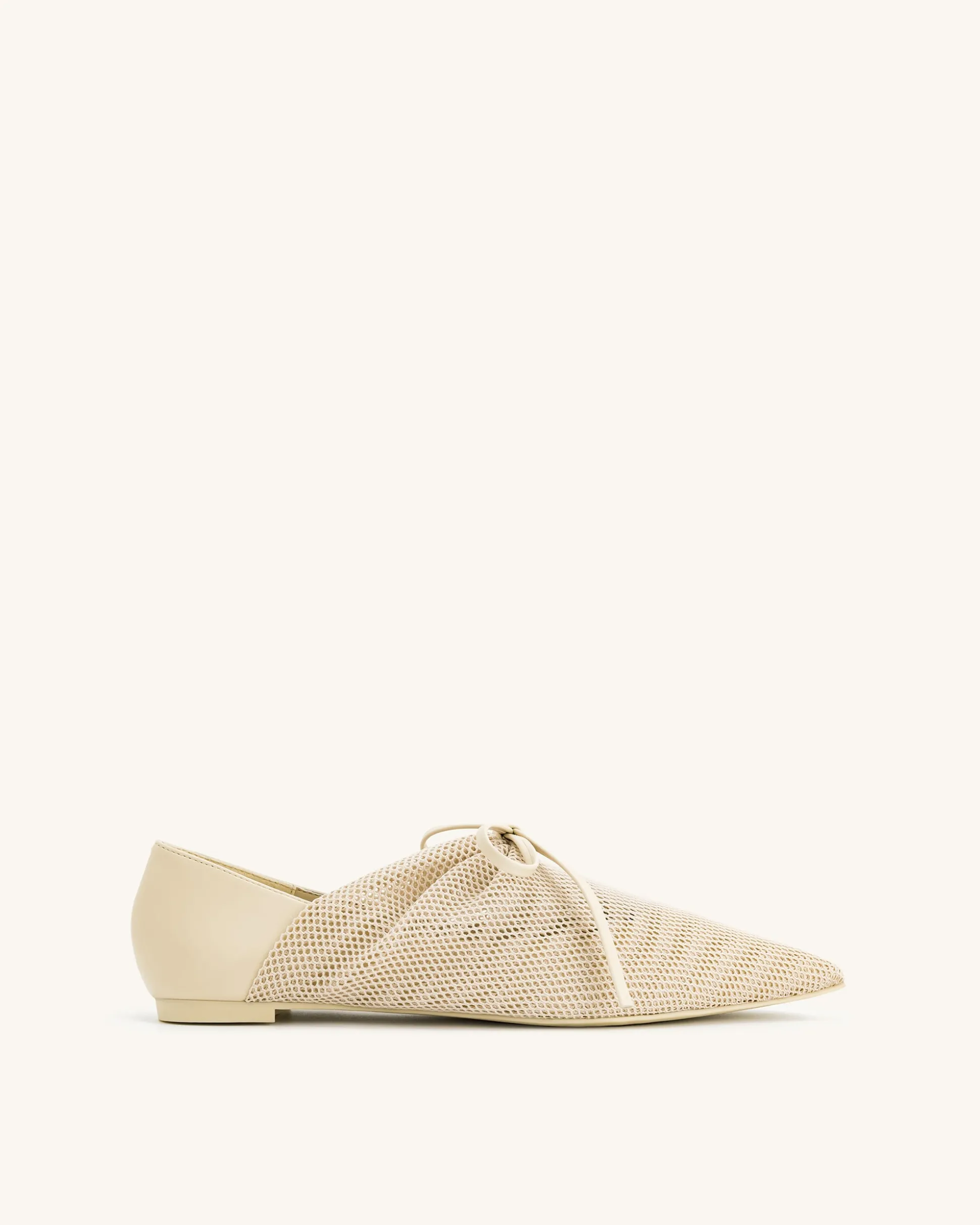 Reilly Fishnet Ballerina Flats - Beige