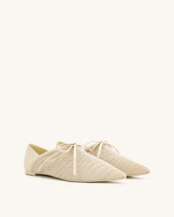 Reilly Fishnet Ballerina Flats - Beige