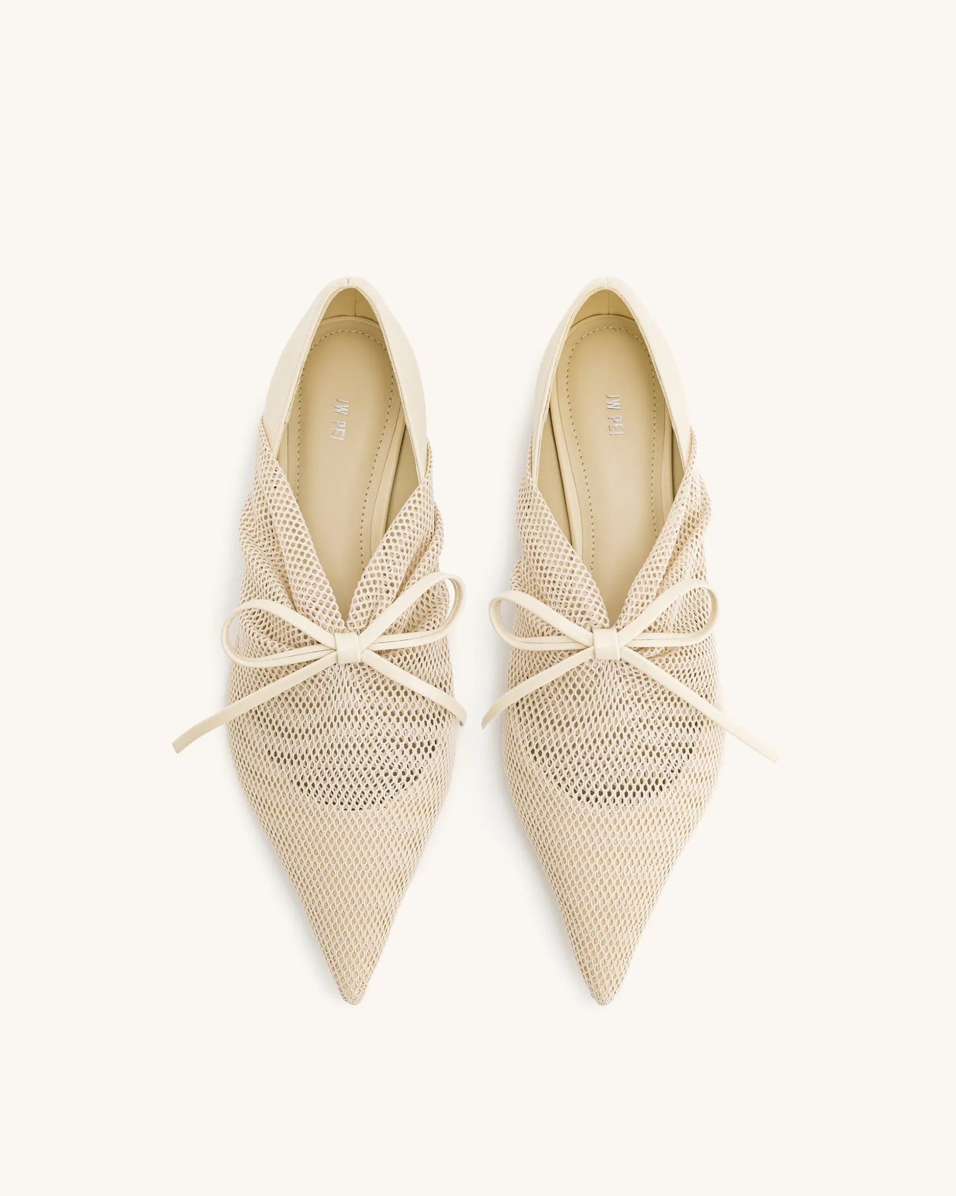 Reilly Fishnet Ballerina Flats - Beige