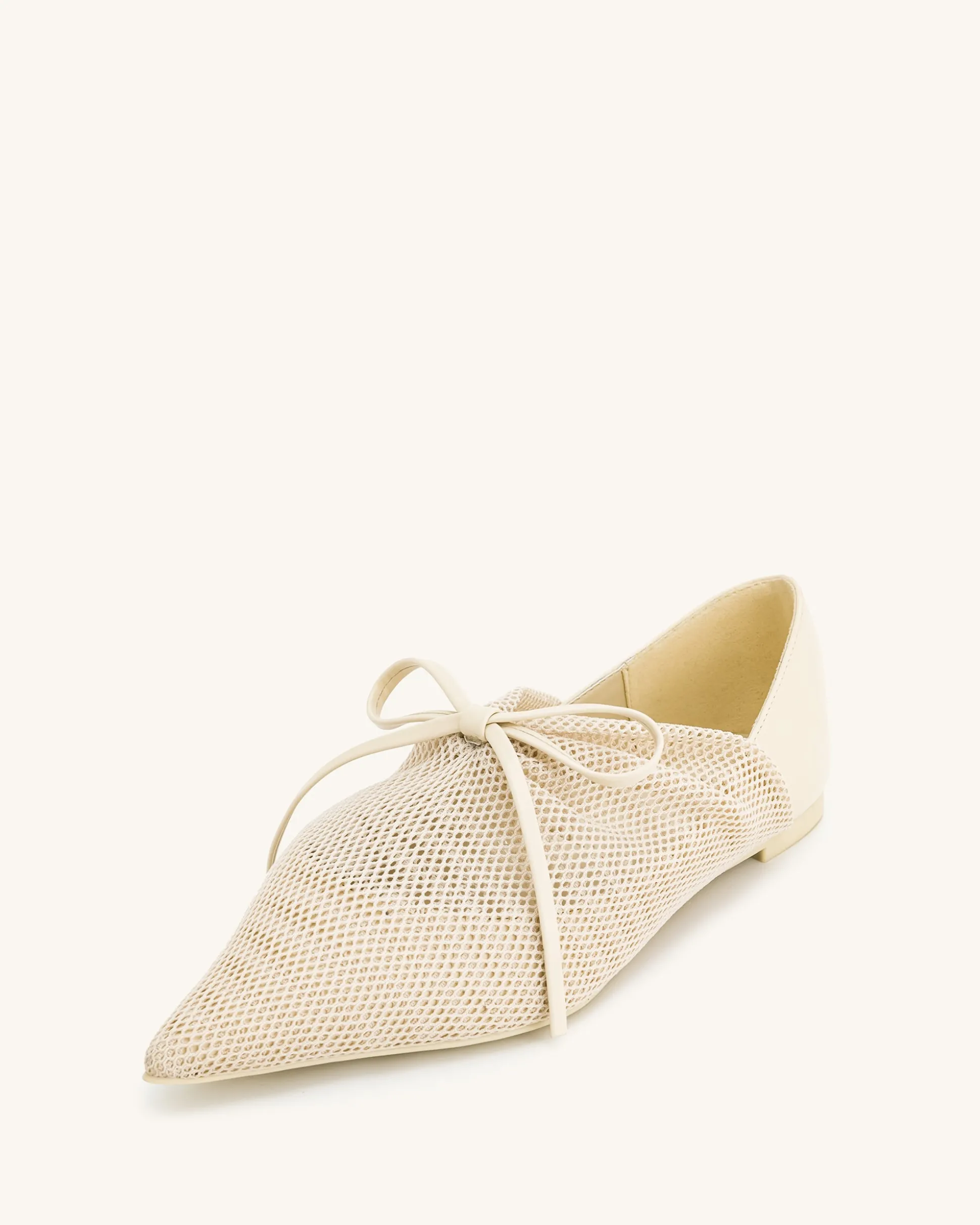 Reilly Fishnet Ballerina Flats - Beige