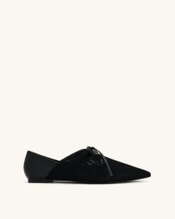 Reilly Fishnet Ballerina Flats - Black