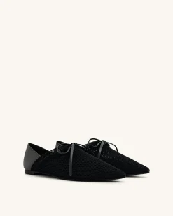 Reilly Fishnet Ballerina Flats - Black