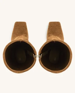 Reyna Square Toe Platform Knit Boots - Brown