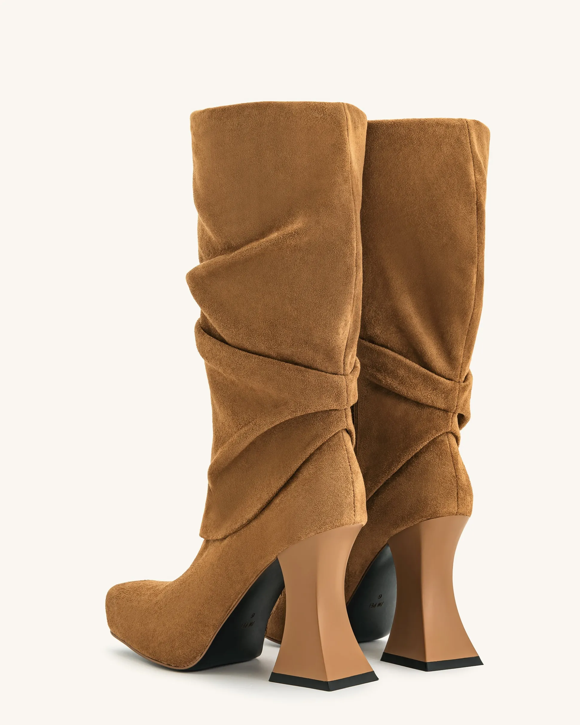 Reyna Square Toe Platform Knit Boots - Brown