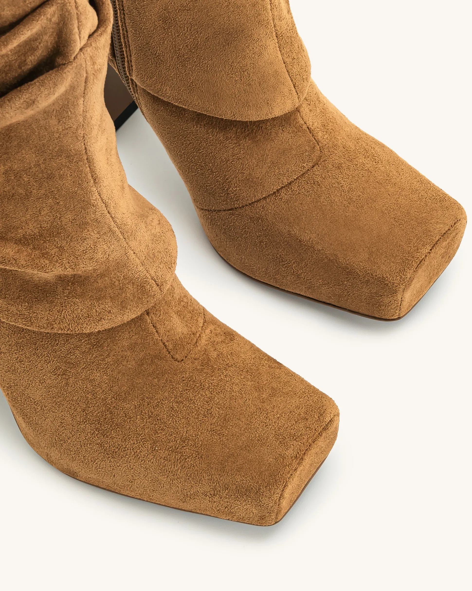 Reyna Square Toe Platform Knit Boots - Brown