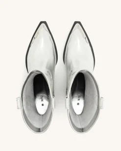 Riya Metallic Cowboy Boot - Silver