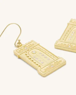 Roman Arch Earrings - 18ct Gold Plated & White Zircon