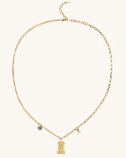 Roman Arch Pendant Necklace - 18ct Gold Plated & Multicolor Zircon