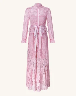 Romantic Lace Long Dress - Pink