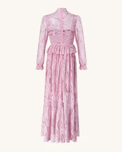 Romantic Lace Long Dress - Pink