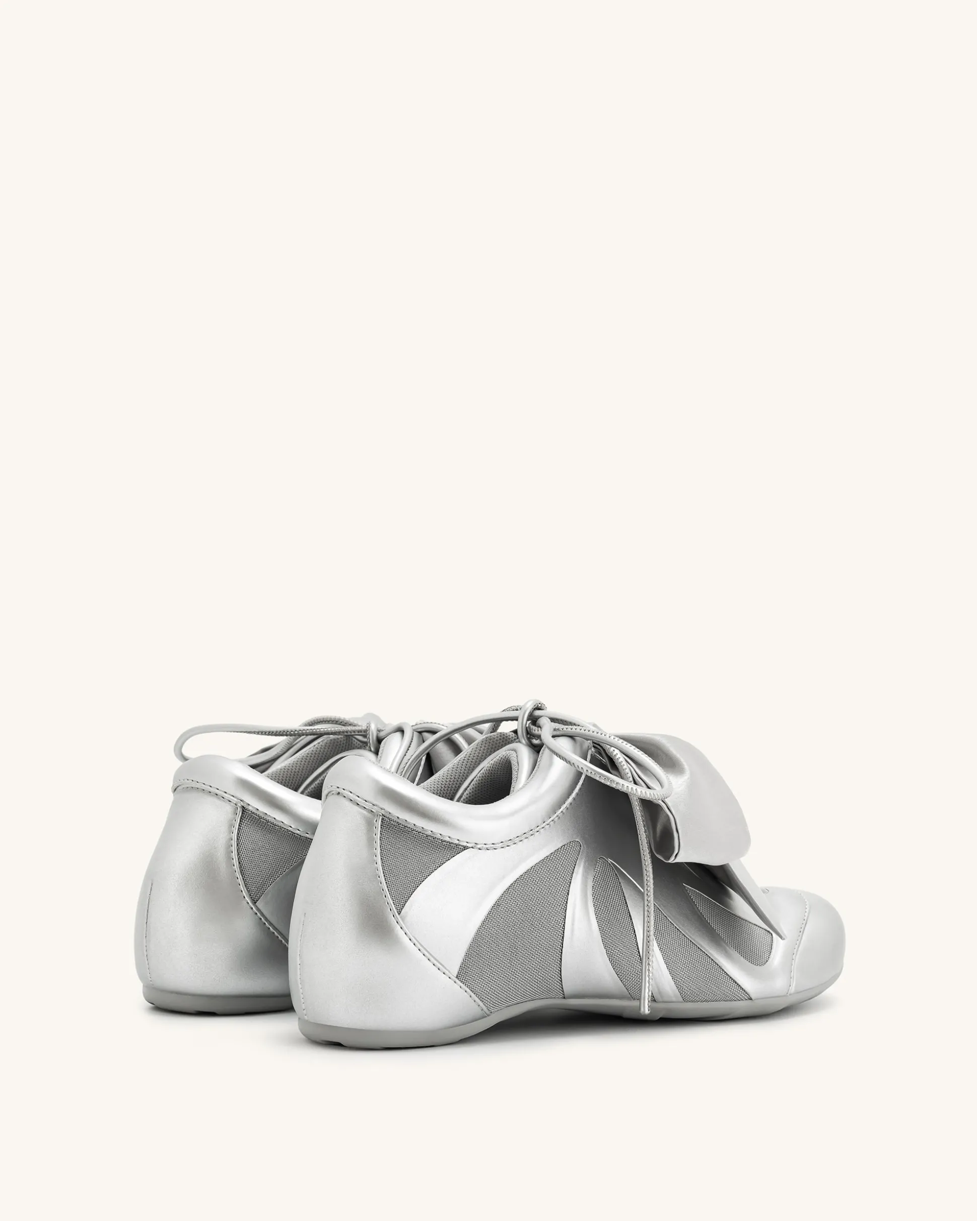 Rosie Metallic Bow Tie Low Top Sneakers - Silver