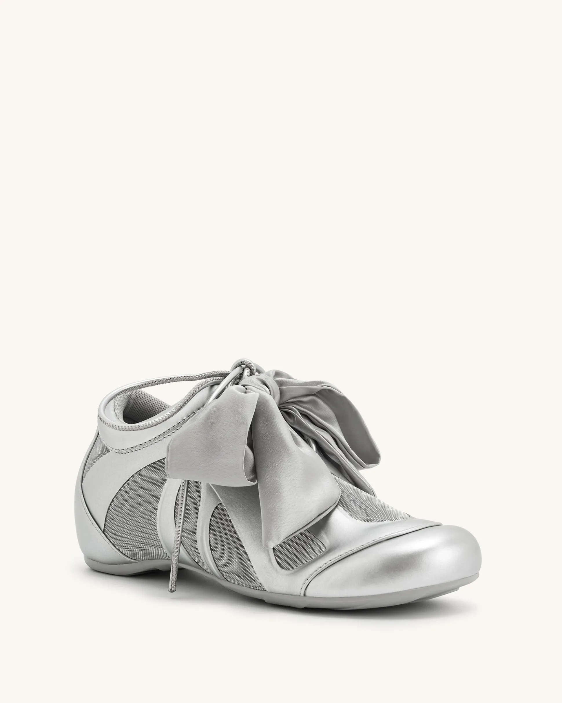 Rosie Metallic Bow Tie Low Top Sneakers - Silver