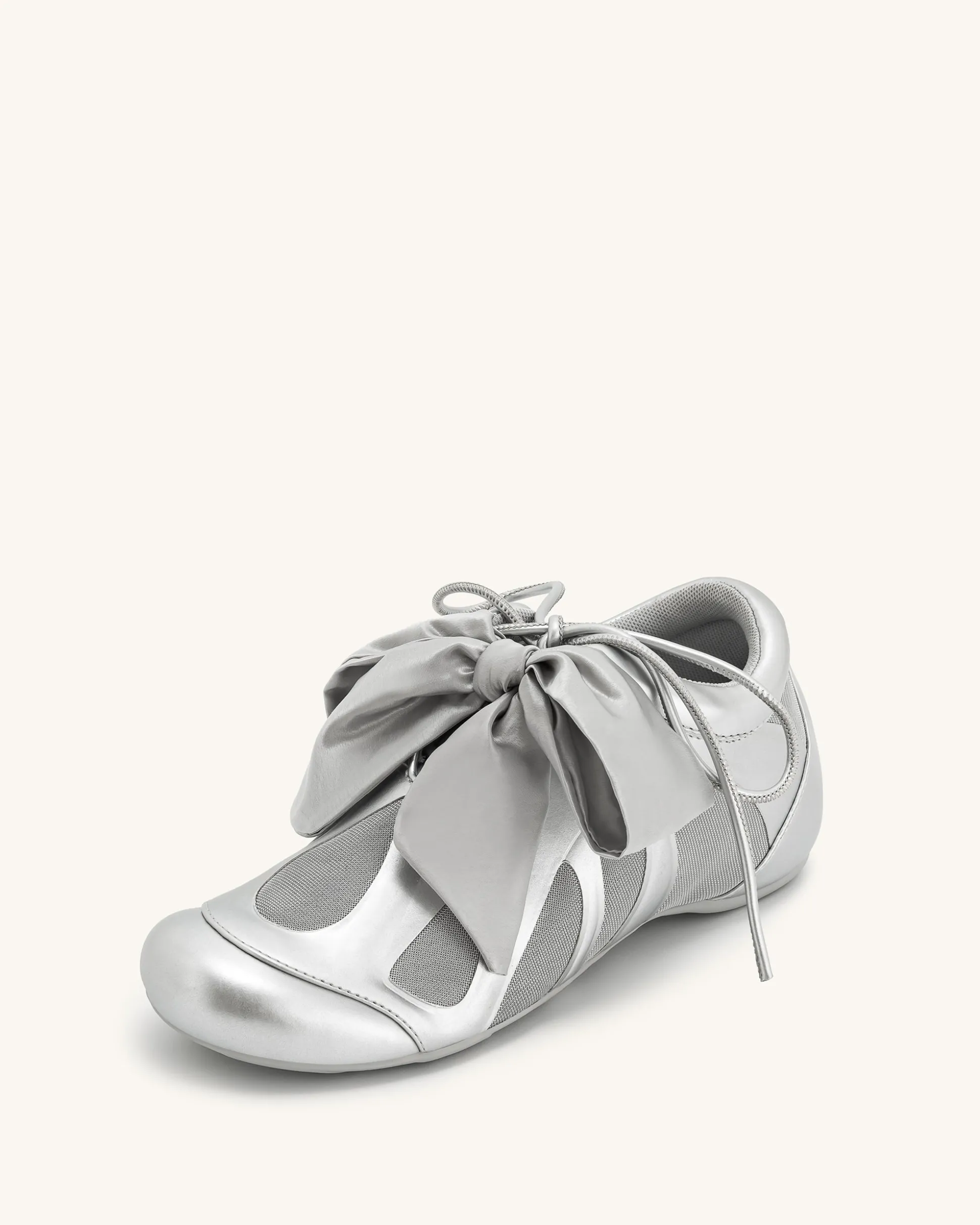 Rosie Metallic Bow Tie Low Top Sneakers - Silver