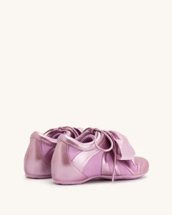 Rosie Metallic Bow Tie Low Top Sneakers - Pink