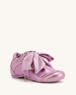 Rosie Metallic Bow Tie Low Top Sneakers - Pink