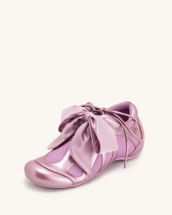 Rosie Metallic Bow Tie Low Top Sneakers - Pink