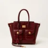 Ruby Croc-Embossed Tote Bag - Burgundy