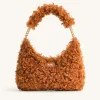 Ruby Faux Fur Fabric Shoulder Bag - Yellow Brown