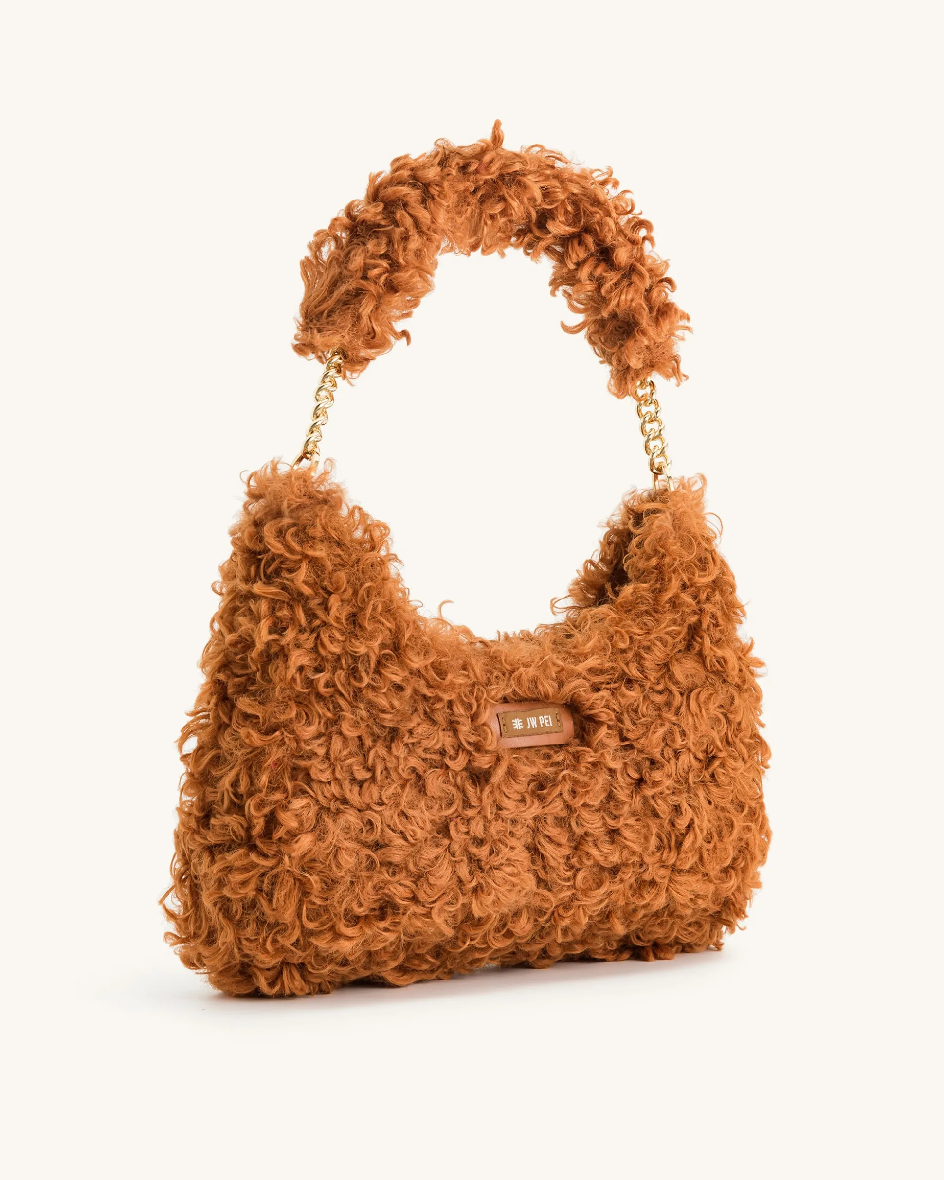 Ruby Faux Fur Fabric Shoulder Bag - Yellow Brown