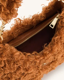 Ruby Faux Fur Fabric Shoulder Bag - Yellow Brown