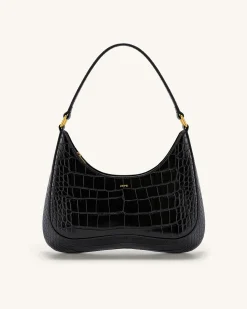 Ruby Shoulder Bag - Black Croc