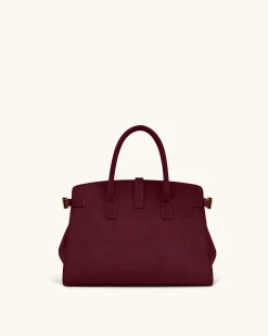 Saige Faux Suede Tote Bag - Burgundy