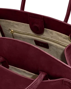 Saige Faux Suede Tote Bag - Burgundy