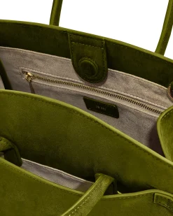Saige Faux Suede Tote Bag - Olive Green