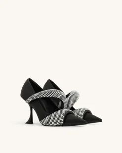 Sara Artificial Crystal Pumps - Black