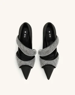 Sara Artificial Crystal Pumps - Black