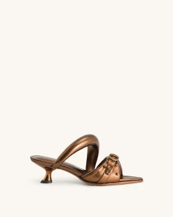 Sara Studded Metallic Mule - Gold