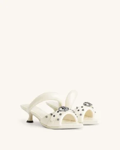 Sara Studded Mule - White