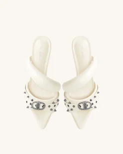 Sara Studded Mule - White