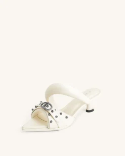 Sara Studded Mule - White