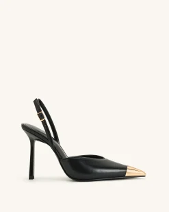Savannah Gold Tipped Slingback Pumps - Black