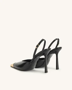 Savannah Gold Tipped Slingback Pumps - Black