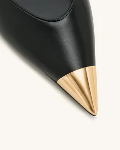 Savannah Gold Tipped Slingback Pumps - Black