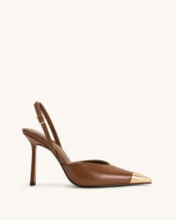 Savannah Gold Tipped Slingback Pumps - Brown