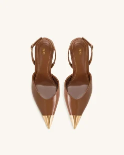 Savannah Gold Tipped Slingback Pumps - Brown