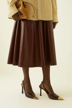 Savannah Gold Tipped Slingback Pumps - Brown