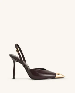 Savannah Gold Tipped Slingback Pumps - Burgundy